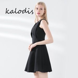 Elegant Short Pinafore Button Up Overall Dress